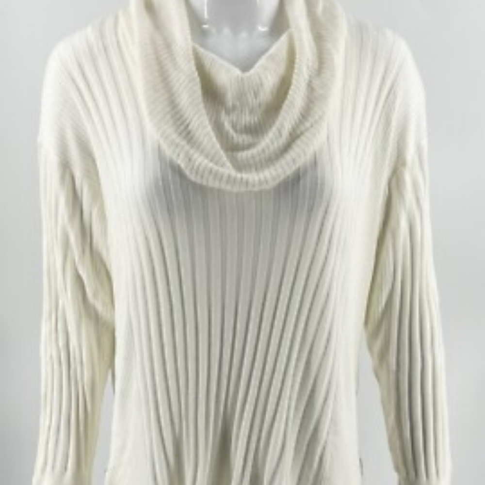 Kim Rogers White Atlas Cowl Neck Top, 2X